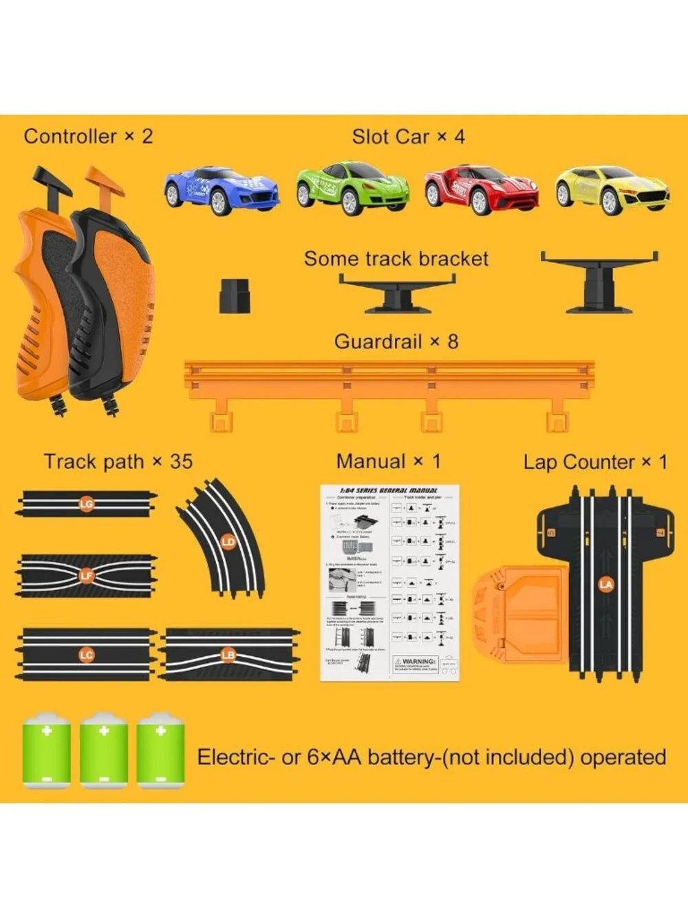High-Speed Slot Car Race Track Set with 4 Cars & Dual Controllers - Fun Gift for